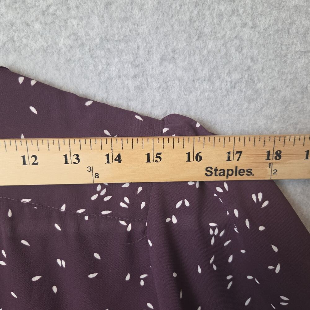 Monday Fun Plum Speckled SS Smocked Shoulders Split Neck Blouse Women's Plus 1X - Picture 10 of 12